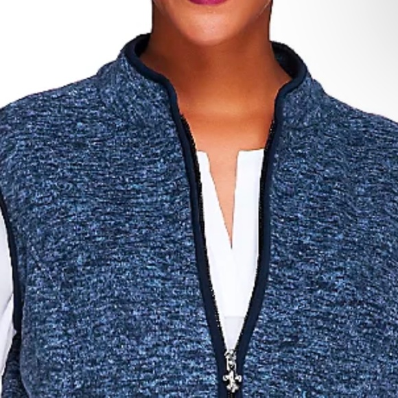 Susan Graver Melange Fleece Zip Front Vest w/ Solid Trim, Size XL - Picture 10 of 10